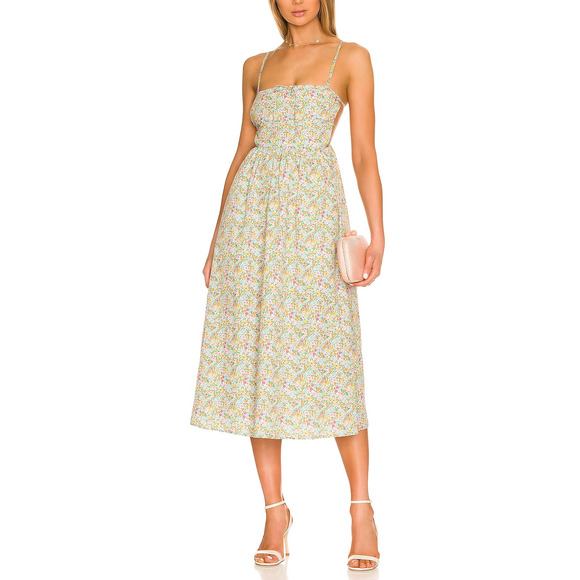 For Love & Lemons 'Raleigh' Green Cotton Midi Dress Size S - Picture 1 of 5